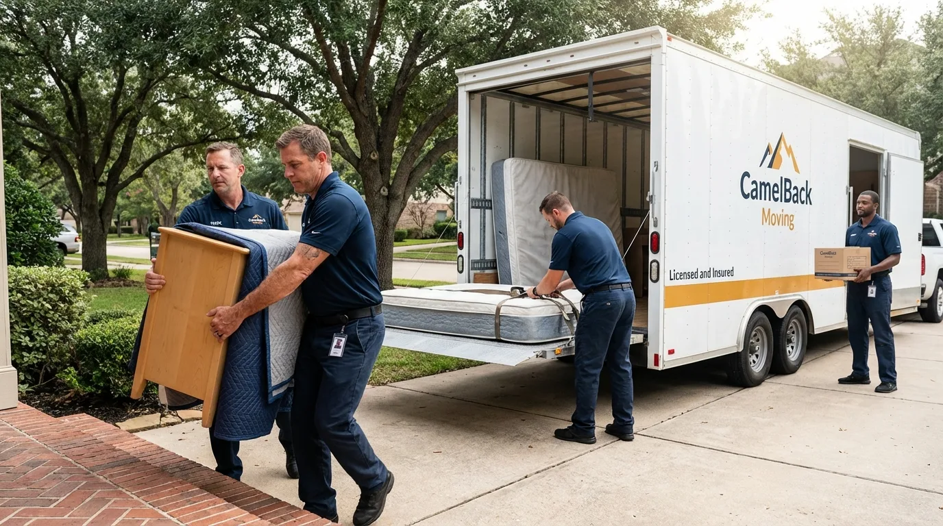 Crew loading residential truck for cross-state move from Napoleon, MI