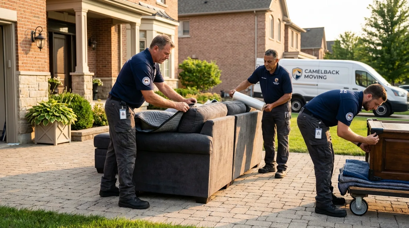 Large estate moving crew wrapping furniture in Napoleon, MI