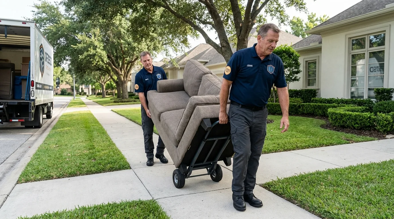 Local residential moving crew loading furniture in Napoleon, MI